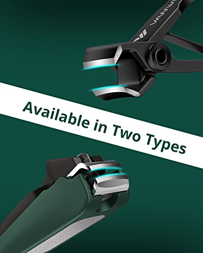 VANWIN Heavy Duty Nail Clipper Set with Catcher - Black+Green