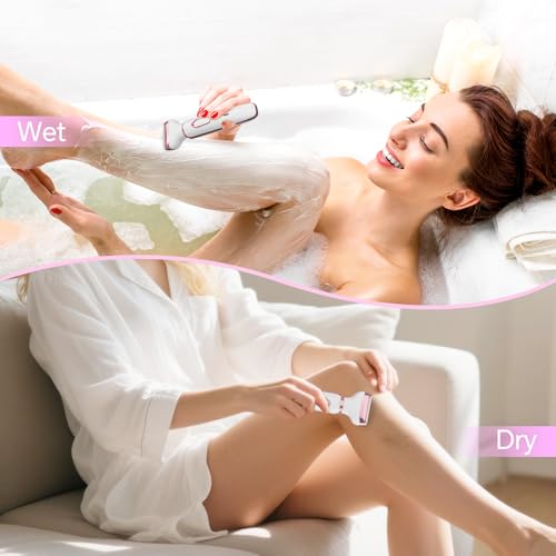 Women's Electric Razor Bikini Trimmer, 4-in-1 Cordless Shaver for Face, Legs, Underarms, Pubic Hair ? Wet/Dry Use, Painless Hair Removal