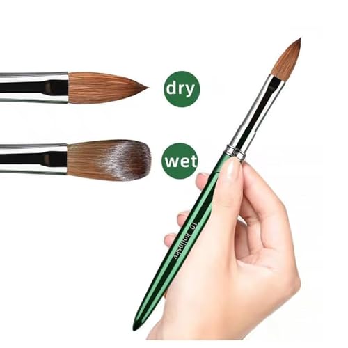 Kolinsky Acrylic Nail Brush Size 10 - Green Chrome Handle