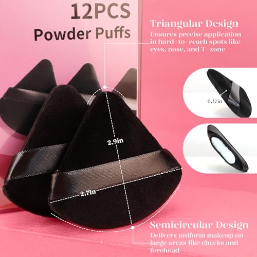 BEAKEY Triangle Powder Puff Set - 12 Ultra-Soft Makeup Sponges