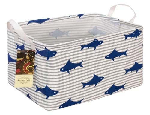 Foldable Canvas Storage Basket with Handles - 14.9x10.2x9.05 in