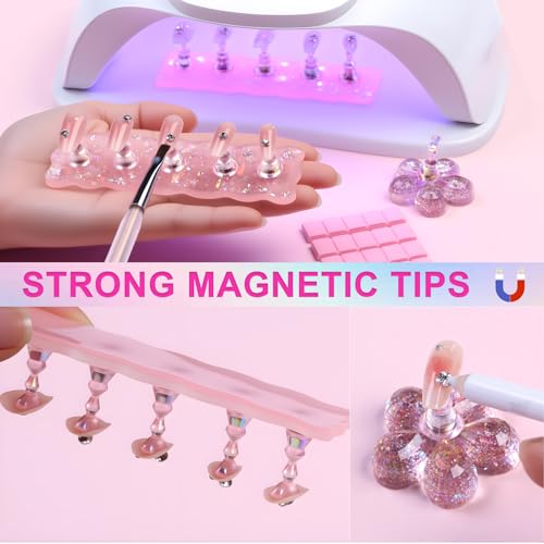 VYNELLE Magnetic Press-On Nail Practice Stand Set with Flower Base