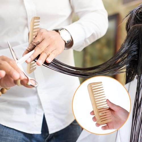 Bamboo Wide Tooth Comb for Hair & Beard - Hand Polished, Portable