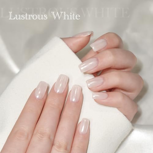GAOY White Pearl Chrome Nail Powder - Mirror Effect Glitter Pigment for Nail Art