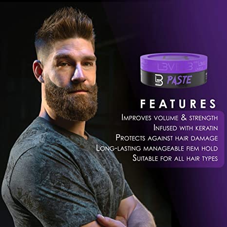 L3 Long-Lasting Hair Styling Paste for Men - Strong Hold & Volume - Keratin Infused