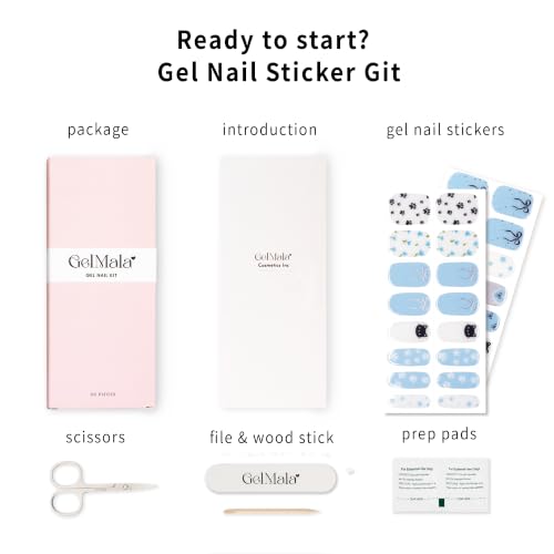 GelMala Cloudy Kitten Semi Cured Gel Nail Strips - Easy Apply