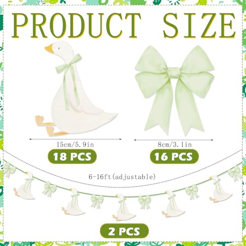 Sage Green Goose Birthday Banner Set - 2 Sets with Bows
