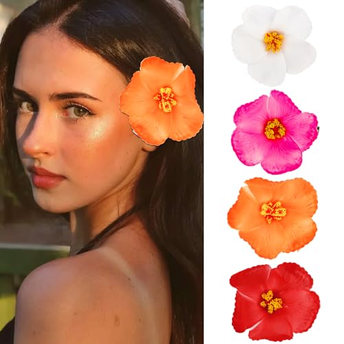 Hibiscus Flower Hair Clips - Tropical Floral Accessories for Women