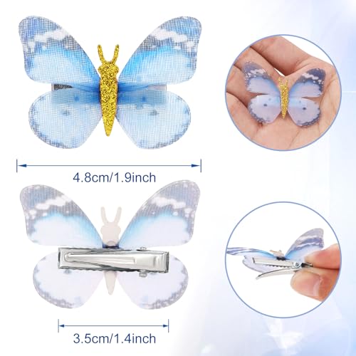 Paderison 20-Pack Colorful Glitter Butterfly Hair Clips for Kids & Women - Brown