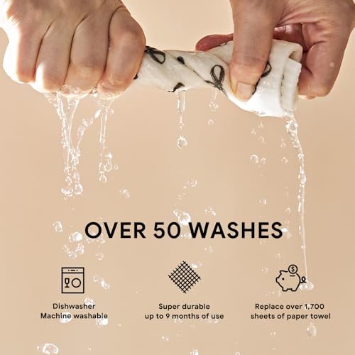 RECYCO Swedish Dishcloths - 6 Pack Washable Kitchen Rags