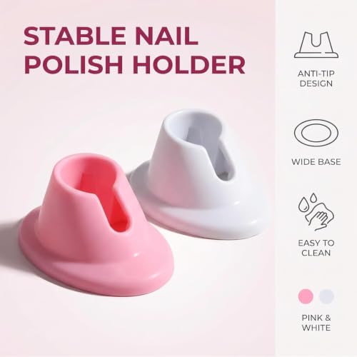 GANPUB 2-Pack Soft Rubber Nail Polish Bottle Holder Set