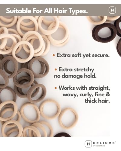 Heliums Light Brown Hair Ties - No Damage Seamless Nylon Bands, 20 Pack