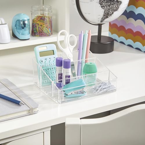 STORi Clear Plastic Makeup Organizer - 4-Compartment Vanity Storage