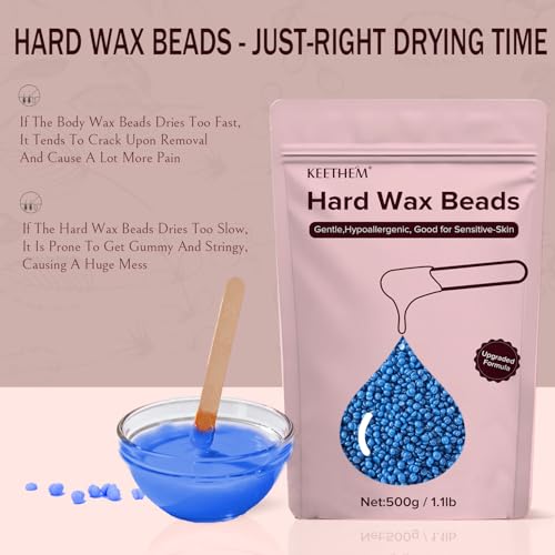 Keethem 1.2lb Hard Wax Beads for Coarse Hair Removal, Painless Sensitive Skin