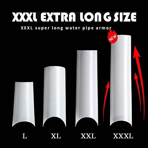 U-Shinein 504PCS XXXL Natural No C Curved Square Nail Tips Half Cover - 12 Sizes, Variation: Square-Natural 02