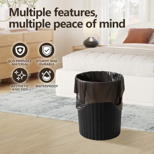2 Gallon Black Plastic Trash Can for Bathroom, Kitchen, Office