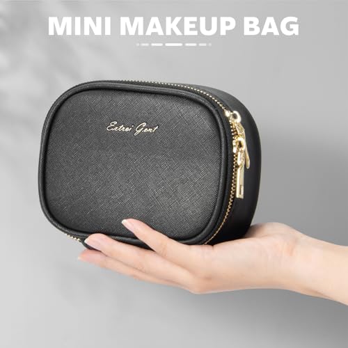 Extrei Gent Mini Makeup Bag with LED Mirror - Portable Black Travel Case