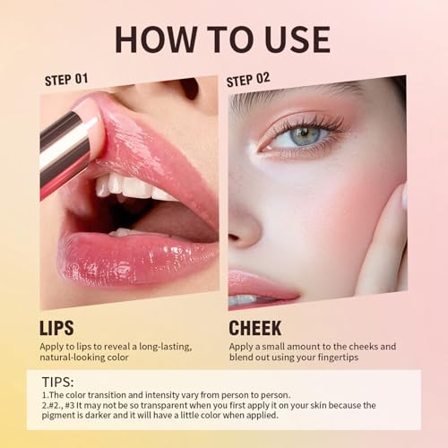 BERALLOYE 4pcs Water-Resistant Temperature Color Change Lip Balm Set in Pink, Red, Peach, White – Hydrating Long-Lasting Lip & Cheek Tint for Women