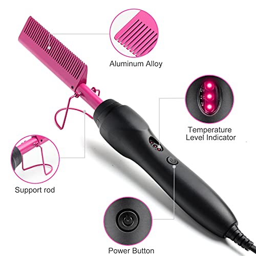 Erokicysh Ceramic Electric Hot Comb - Purple Hair Straightener & Beard Press