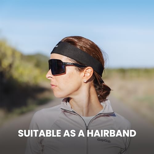 GripGrab Summer Cycling Sweatband - Thin Quick-Dry Headband, Onesize (54-63 cm) - Black