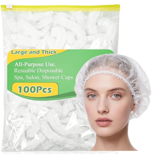 100PCS Disposable Shower Caps, Thick Waterproof Elastic Hair Bath Caps