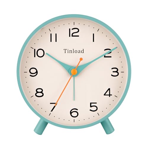 Tinload 4.5" Vintage Retro Silent Alarm Clock - Green