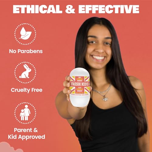 Fresh Kidz Kids & Teens Deodorant Coral 1.86 fl oz Pack of 2 - Aluminum & Chemical-Free