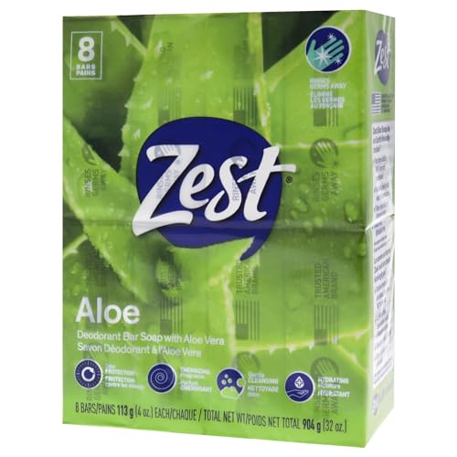 Zest Fresh Aloe Bar Soap, 4 Ounce Bath Size Bars - 8 Pack
