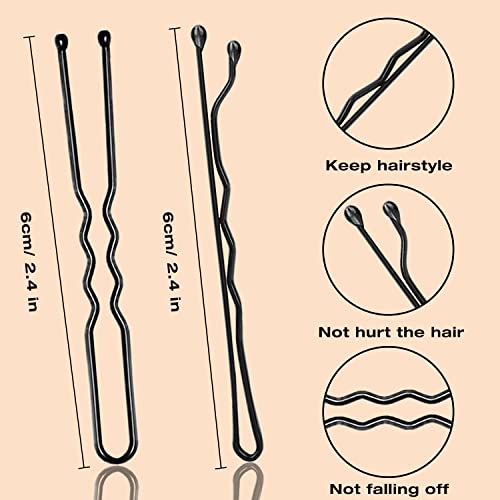 AITRAI 200 Pcs Black Bobby Pins & U-Shaped Hair Pins Kit with Box, 2.4 Inch