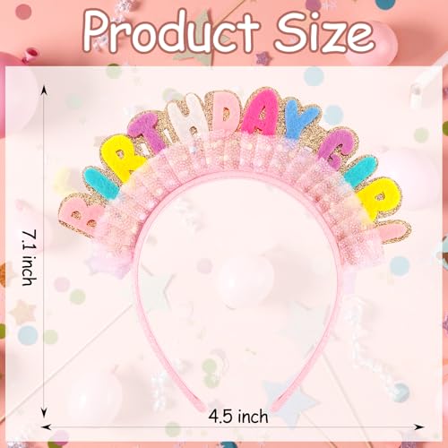 Birthday Girl Headband Crown for Women & Girls - Colorful Felt Accessory