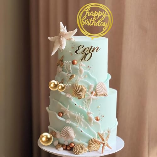 Beach-Themed Cake Toppers Set with Starfish, Seahorse & Coral