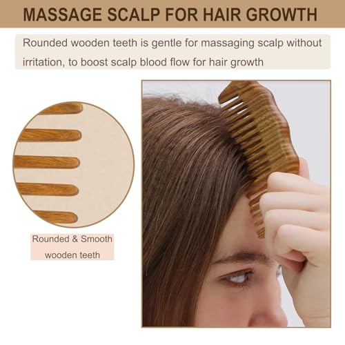 Moreinday Wide Wooden Comb for Hair & Beard, Scalp Massage & Oil Distribution