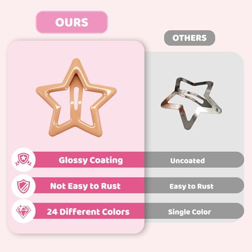 144 Pcs Star Hair Clips - 1.2'' Colorful Non-Slip Barrettes