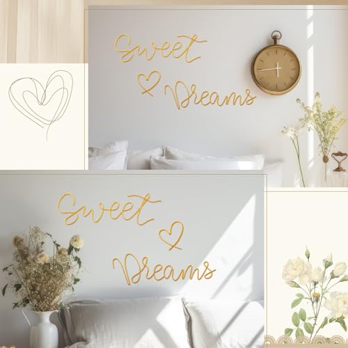 Sweet Dreams Metal Wall Decor - Minimalist Gold Art for Bedroom
