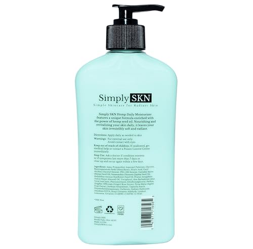 Ultra Healing Hemp Daily Moisturizer – 17 oz – Made in USA, Simply SKN