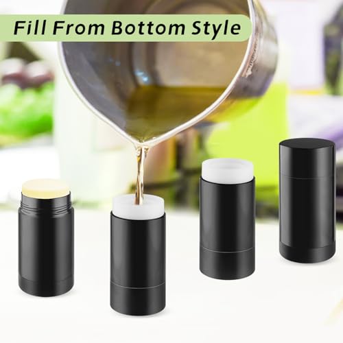 10 Pcs Black Refillable Lip Balm Tubes, 75ml/2.5oz - Bottom Fill