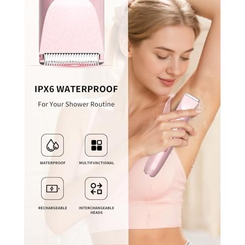 Ufree Bikini Trimmer Women Electric Razors Dual Head, Pubic Body Hair Trimmer Electric Shaver for Face, Legs, Arm, Rechargeable Lady Shaver Waterproof, Summer Grooming Kit