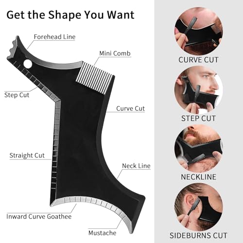 Men's Beard Grooming Kit with Shaping Tools, Razor & Blades