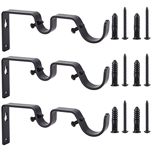 Heavy Duty Bronze Double Curtain Rod Brackets - Set of 3