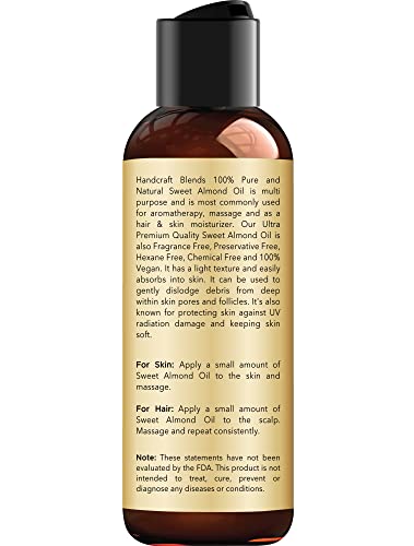 100% Pure Sweet Almond Oil - 4 Fl Oz - Natural Carrier Oil for Skin & Hair