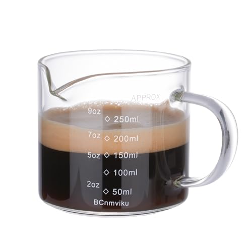 BCnmviku 250ML Espresso Cup with Handle - Clear Borosilicate Glass