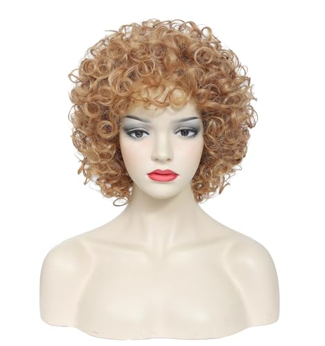 Traqur Women's Short Curly Disco Wig - Strawberry Blonde 70s Afro Costume