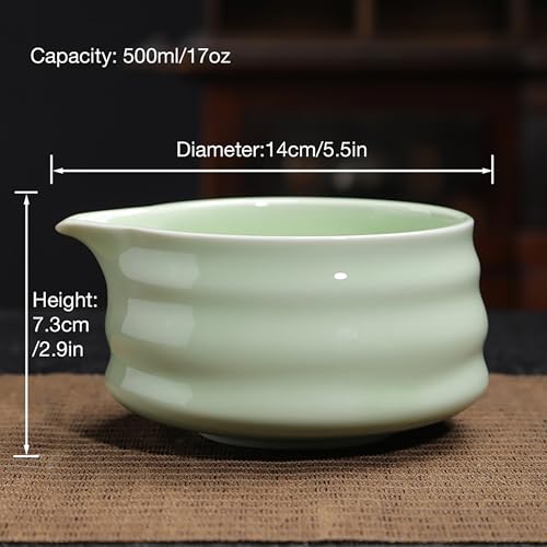 Handmade Matcha Bowl with Spout - 500ml Ceramic Tea Chawan