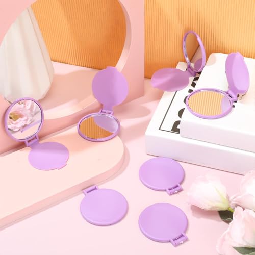 24 Pcs Compact Pocket Mirrors - Purple Folding Makeup Mirror for Travel