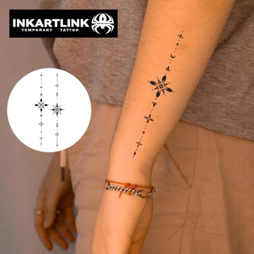 INKARTLINK Henna. Temporary Tattoos, Realistic Waterproof Fake Tattoos