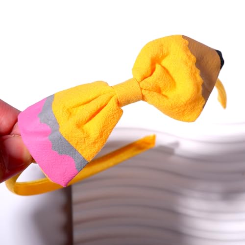 Cute Yellow Pencil Headband for Girls - Polka Dot Hair Accessory