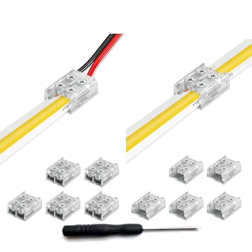 LED Strip Light Connector Kit - 12 Pack Solderless 2-Pin Connectors