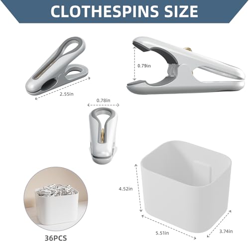 Heavy Duty Plastic Clothespins with Storage Box - 36 Pack