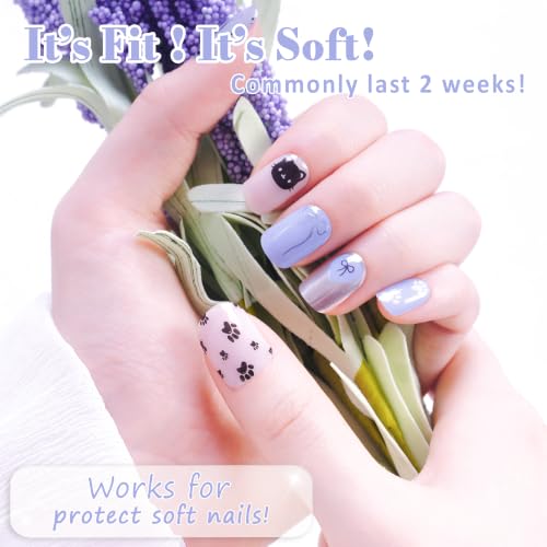 GelMala Cloudy Kitten Semi Cured Gel Nail Strips - Easy Apply