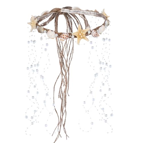 Seashell Crown Mermaid Headpiece with Starfish - Handmade Pearl Shell Crown for Beach Wedding (Variation: Starfish)